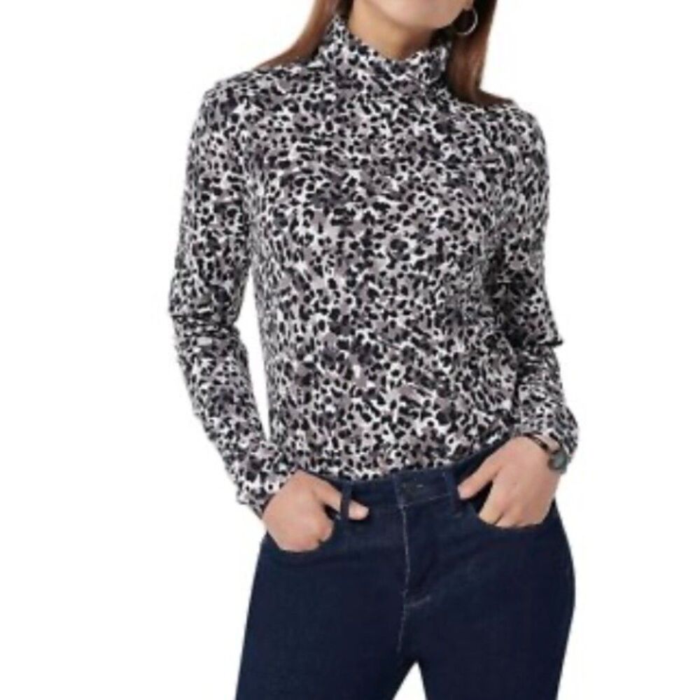 Isaac Mizrahi Live set of 2 turtleneck animal print long sleeve bodysuits